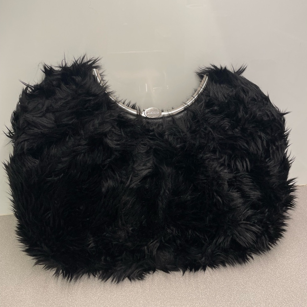 Balenciaga Black Faux Fur Mongolian Clutch